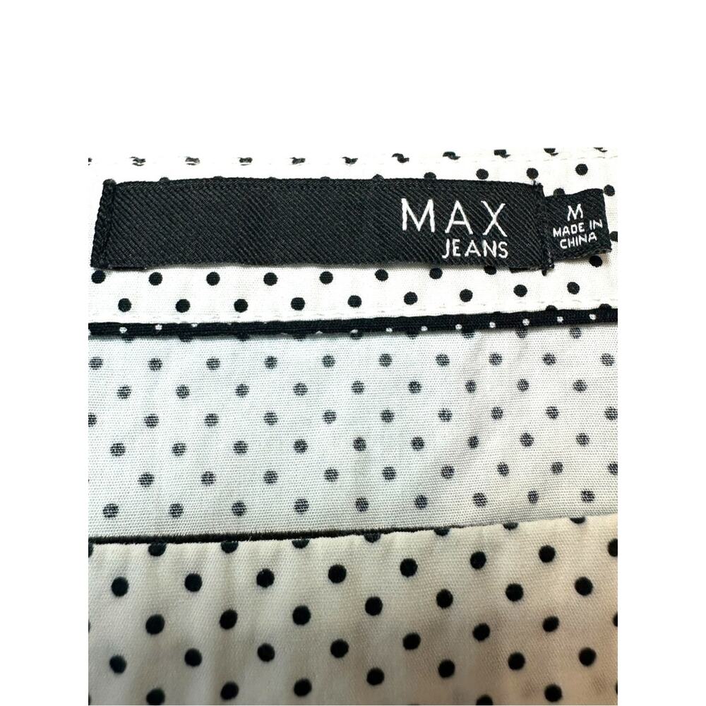 Polka Dot Balloon Sleeve Blouse Tie Waist White Black Boho Feminine M - Picture 3 of 5